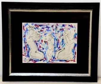 After Pablo Picasso "Figures" Painted Over Lithograph