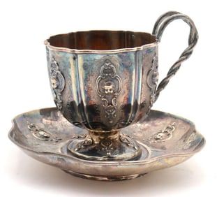 Rare Henri Diosne French Sterling Silver Cup & Saucer
