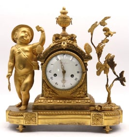Early 19th C. French Mufson "The Young Harvester" Gilt-Bronze Mantel Clock