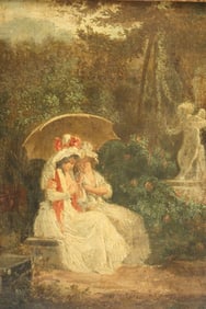 Attr. Jean-Baptiste Mallet "Les Jeux de l’Amour" Oil on Canvas