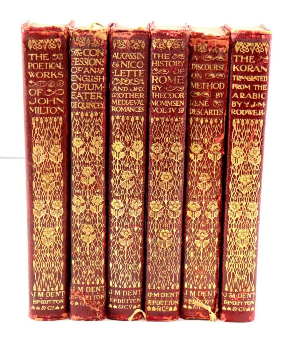 Late 19th C. Collection of 6 Everyman’s Library Books: Various Authors Late 19th–early 20th century Everyman’s Library Series A cohesive group of finely produced literary and philosophical works published as part of J. M. Dent & Sons̵