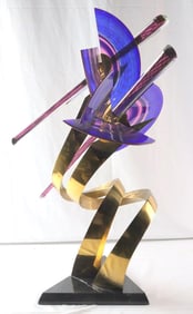 Attitudes by David Jaworsky Bronze Art Glass Sculpture