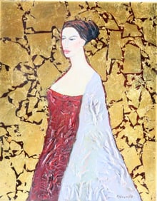 Alexander Khomsky (Russian, b. 1954) Oil & Gold Leaf Painting