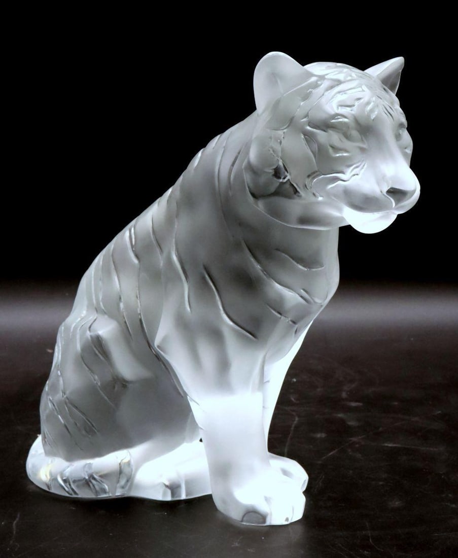 Lalique "Sitting Tiger" Large Crystal Sculpture (1 of 5)