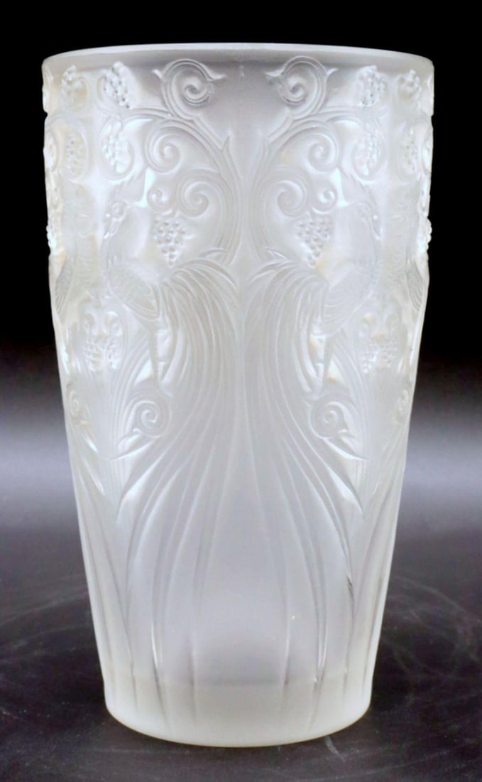 René Lalique “Coqs et Raisins” Frosted Glass Vase (1 of 6)