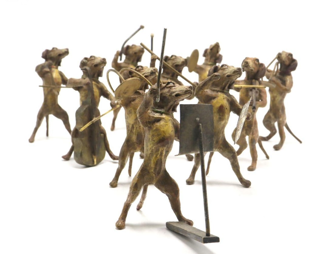 Rare Set of Franz Bergman Hound Dog Bronze Band (1 of 10)