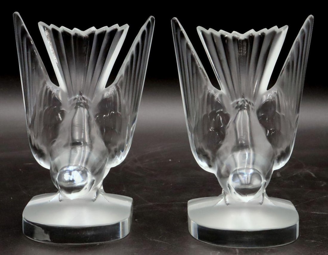 René Lalique "Hirondelle" Glass Bookends (1 of 5)
