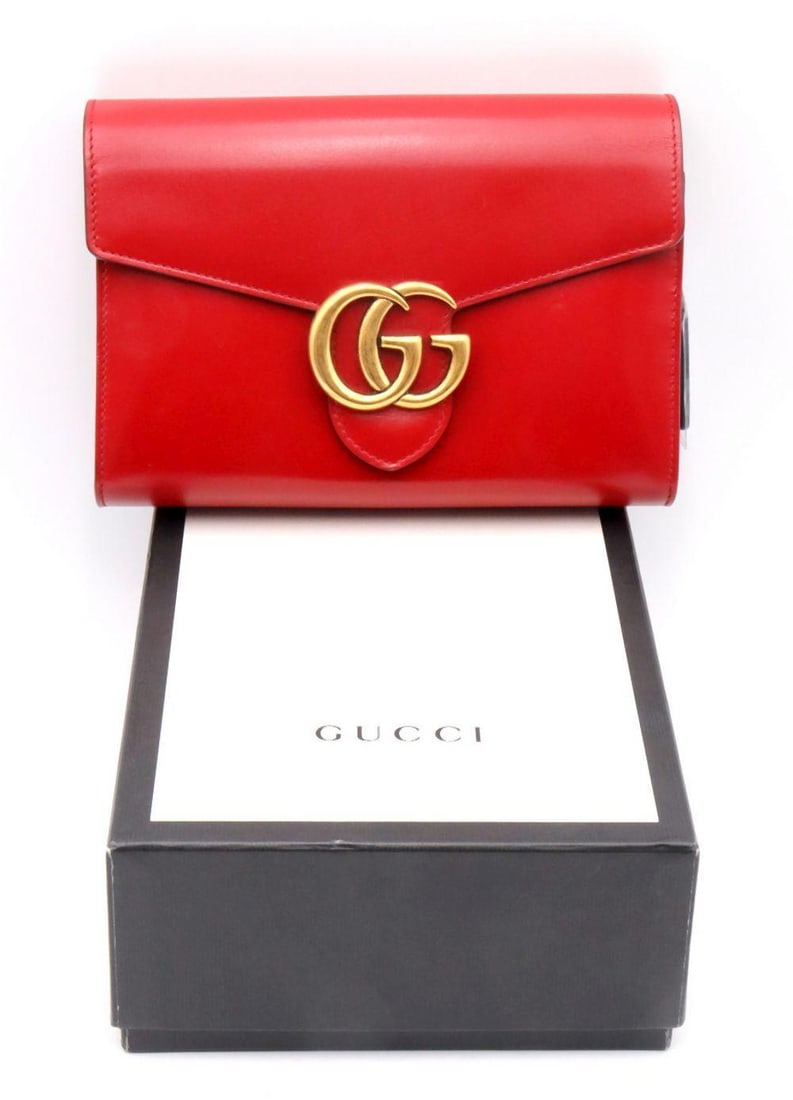 Gucci GG Marmont Red Leather Wallet on Chain (1 of 6)