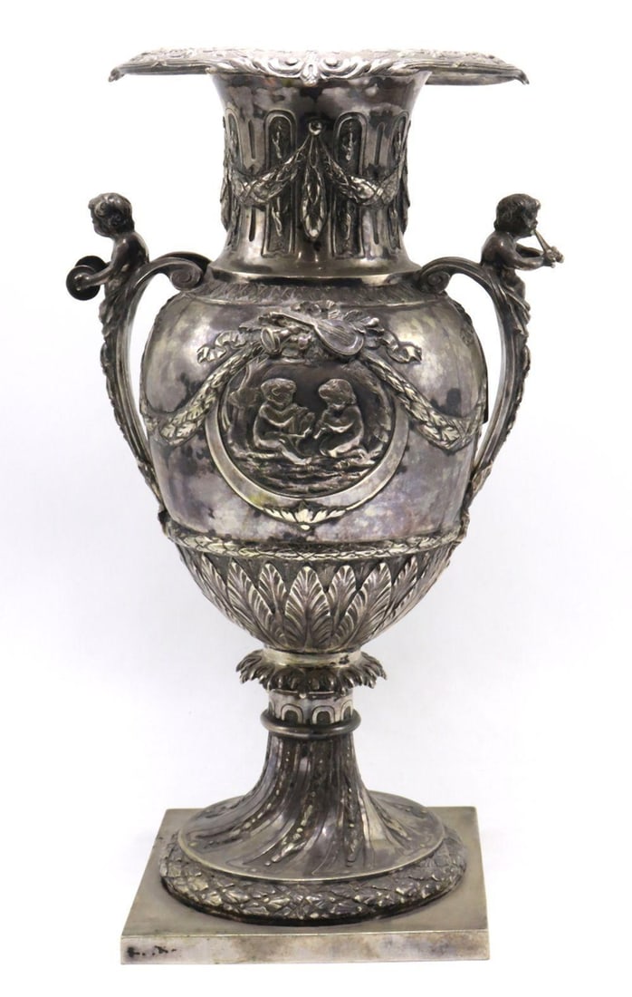 Antique European 800 Silver Putti Vase (1 of 6)
