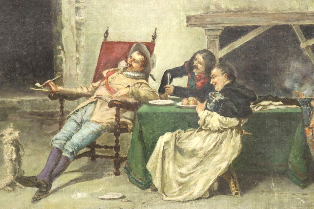 19th C. Signed Oil Painting on Canvas (1 of 8)