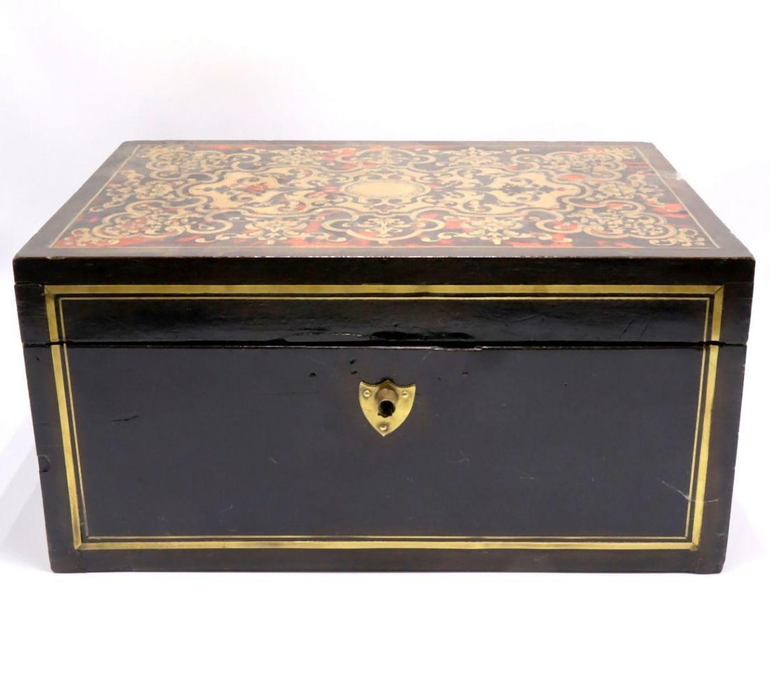 19th C. French Boulle Revival Style Decorative Wooden Box (1 of 8)