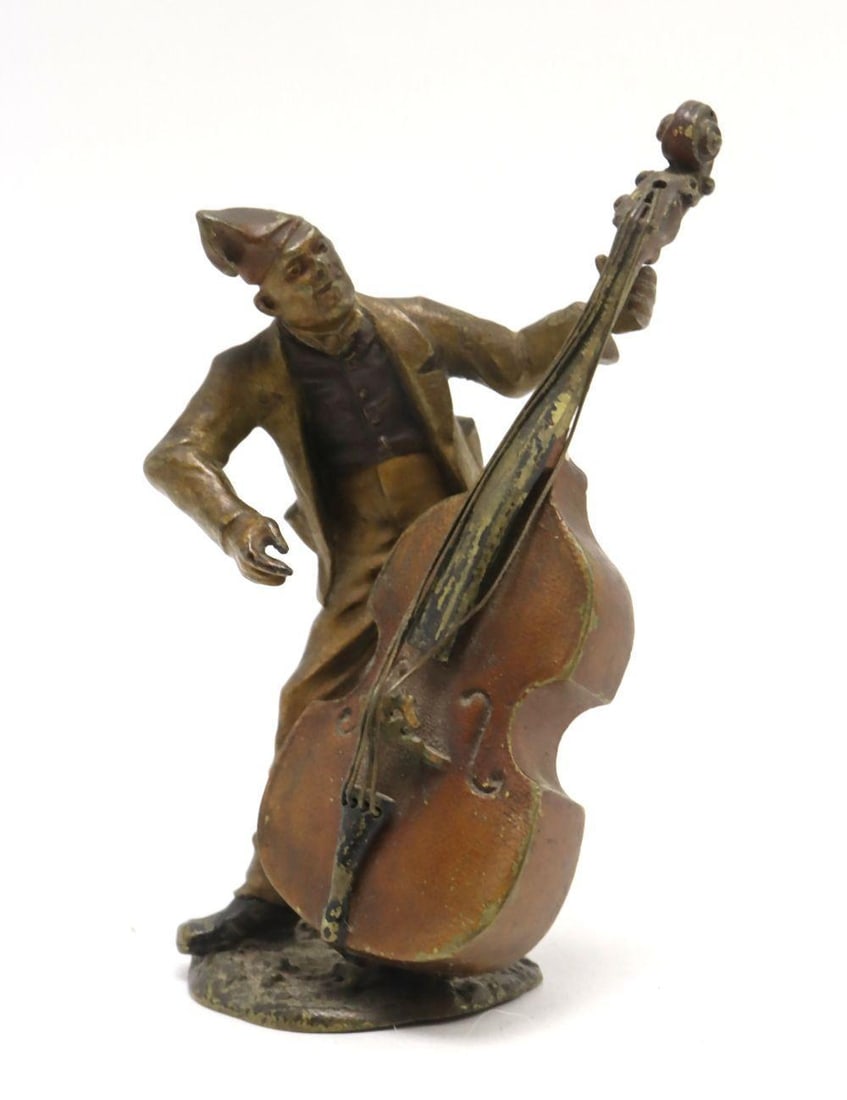 Franz Bergmann "Upright Bass Musician" Cast Bronze Figurine (1 of 5)