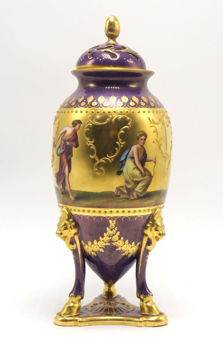 Royal Vienna "Hector" Hand Painted Porcelain Covered Urn (1 of 7)