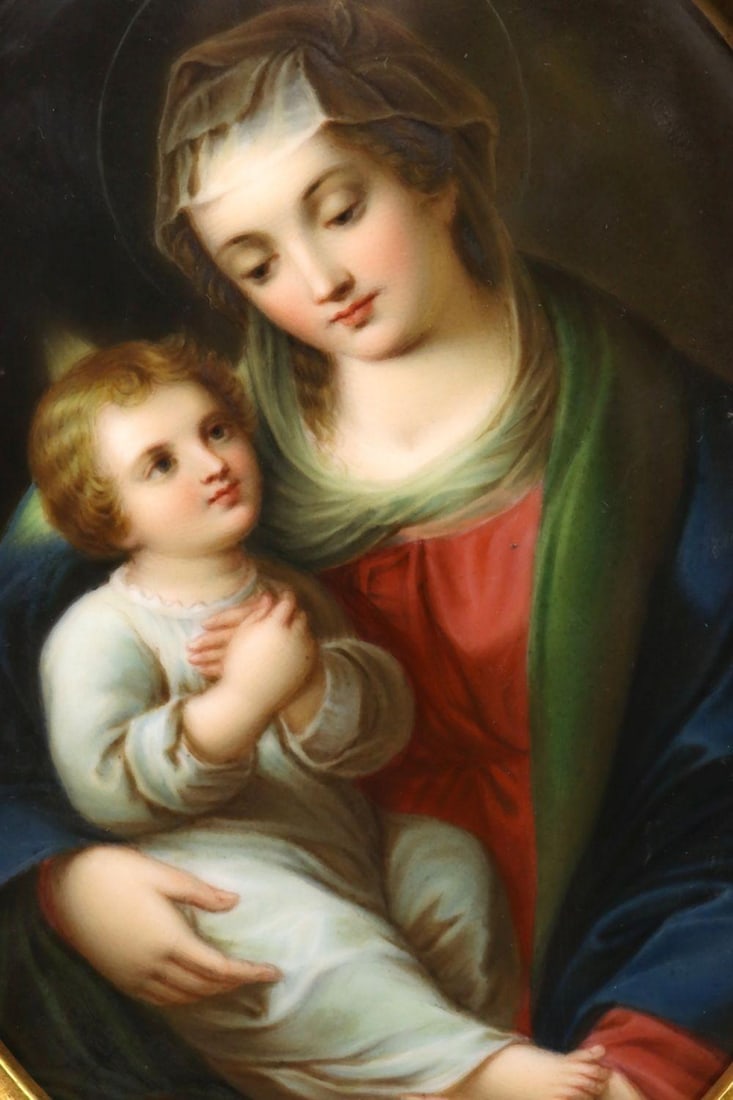 19th C. French School "Madonna & Child" Porcelain Plaque (1 of 5)