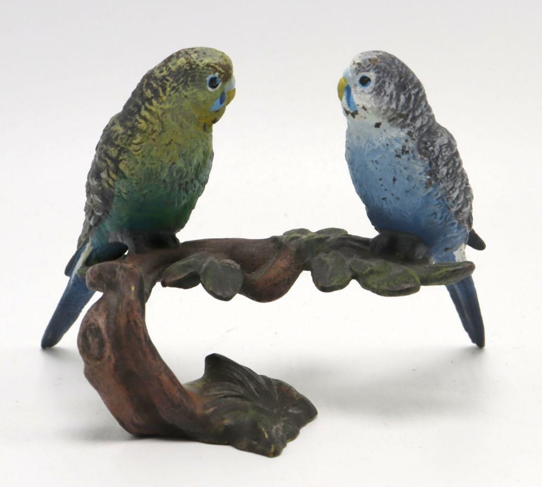 Franz Bergmann (Austrian, 1861-1939) Bronze Perching Parrots Sculpture (1 of 5)