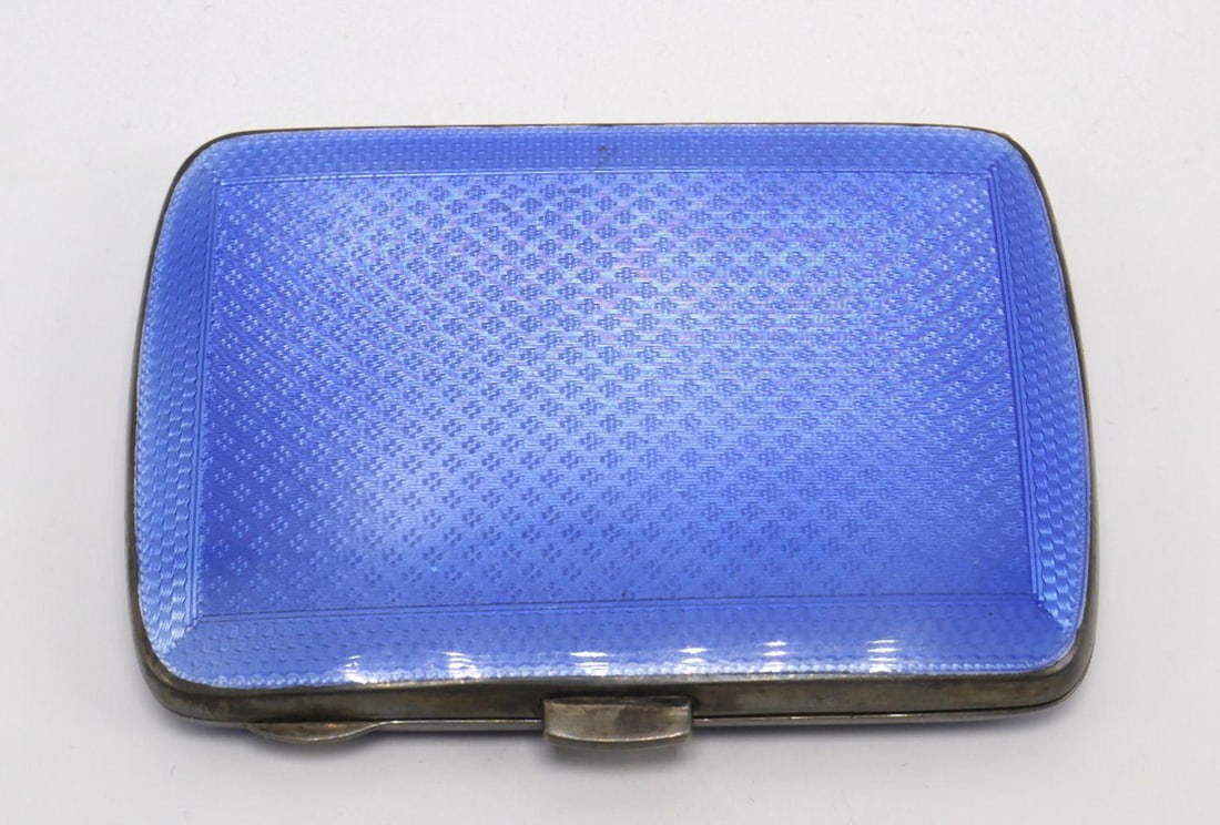 Henry Matthews Guilloché Enamel and Sterling Silver Cigarette Case (1 of 5)