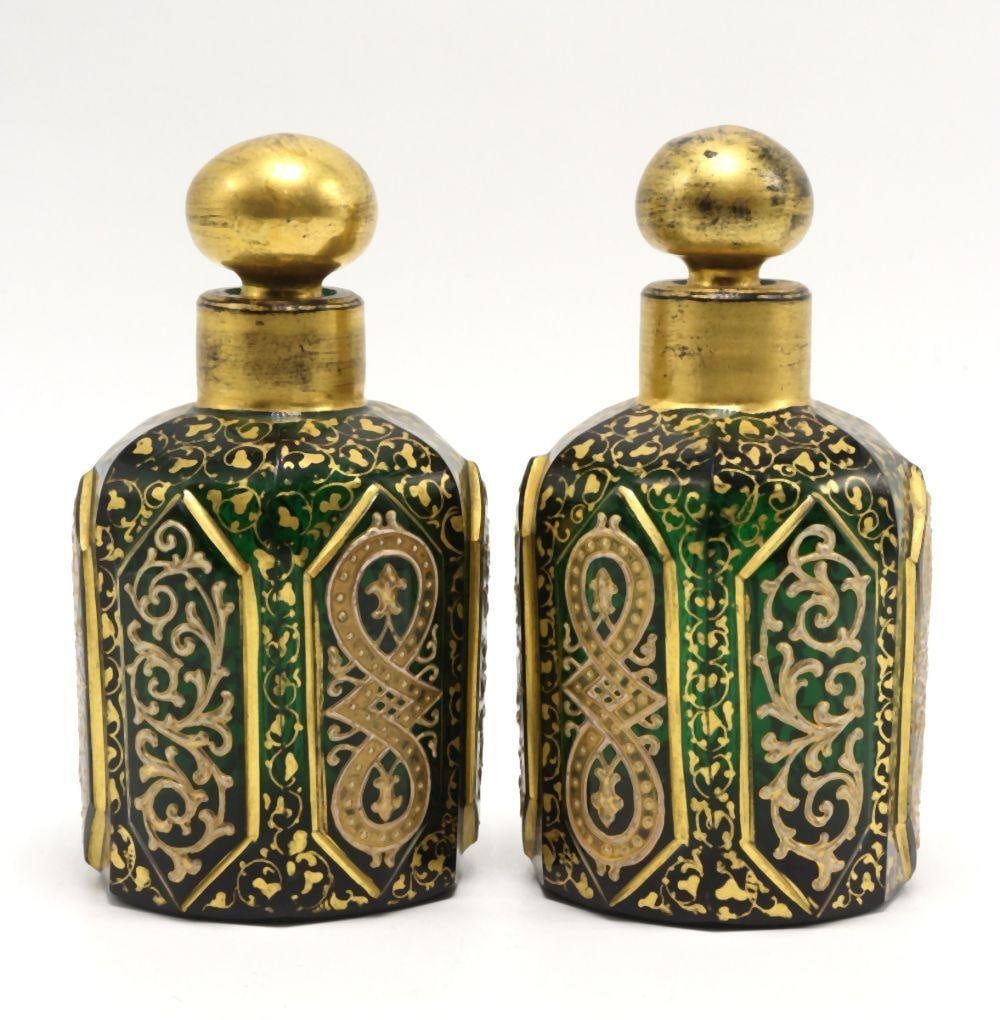Pair of Hand Painted Enameled Glass Perfume Decanters (1 of 5)