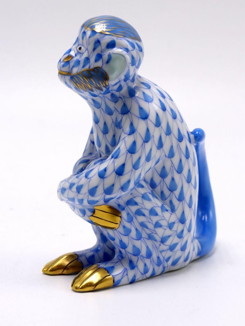 Herend Hand Painted Porcelain Sitting Monkey - 2