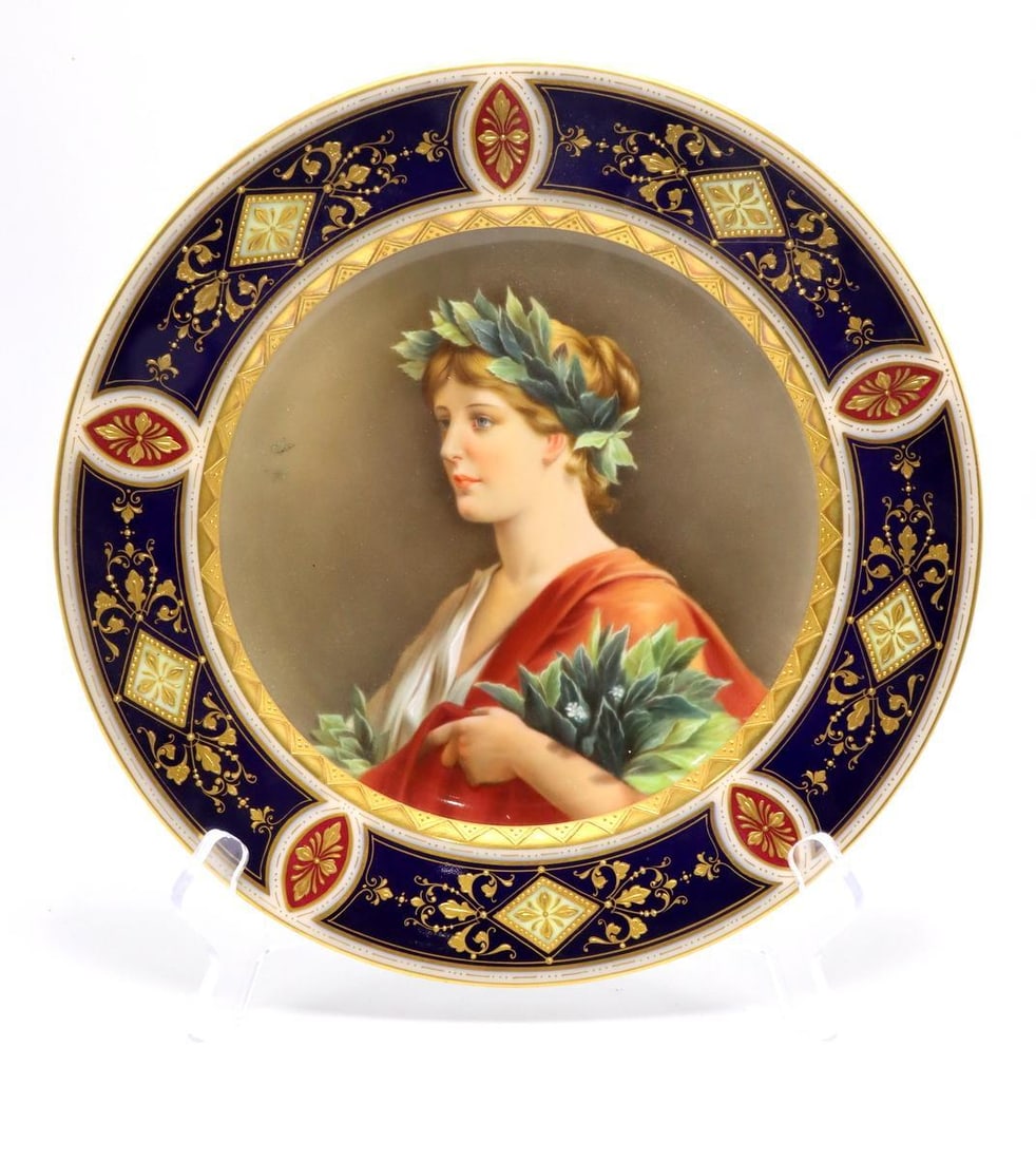 Antique Royal Vienna, Dresden Hand-Painted Porcelain Portrait Plate (1 of 8)
