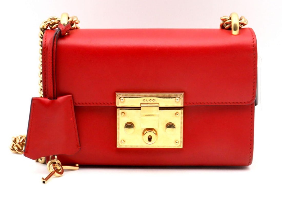 Gucci "Padlock" Small Red Leather Shoulder Bag (1 of 4)
