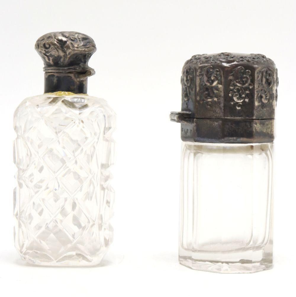 Two Sterling Silver & Crystal Scent Bottles (1 of 3)