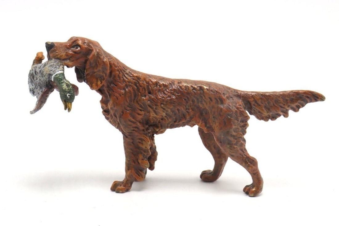 After Franz Bergmann "Hunting Dog" Cold Painted Bronze Figurine (1 of 6)