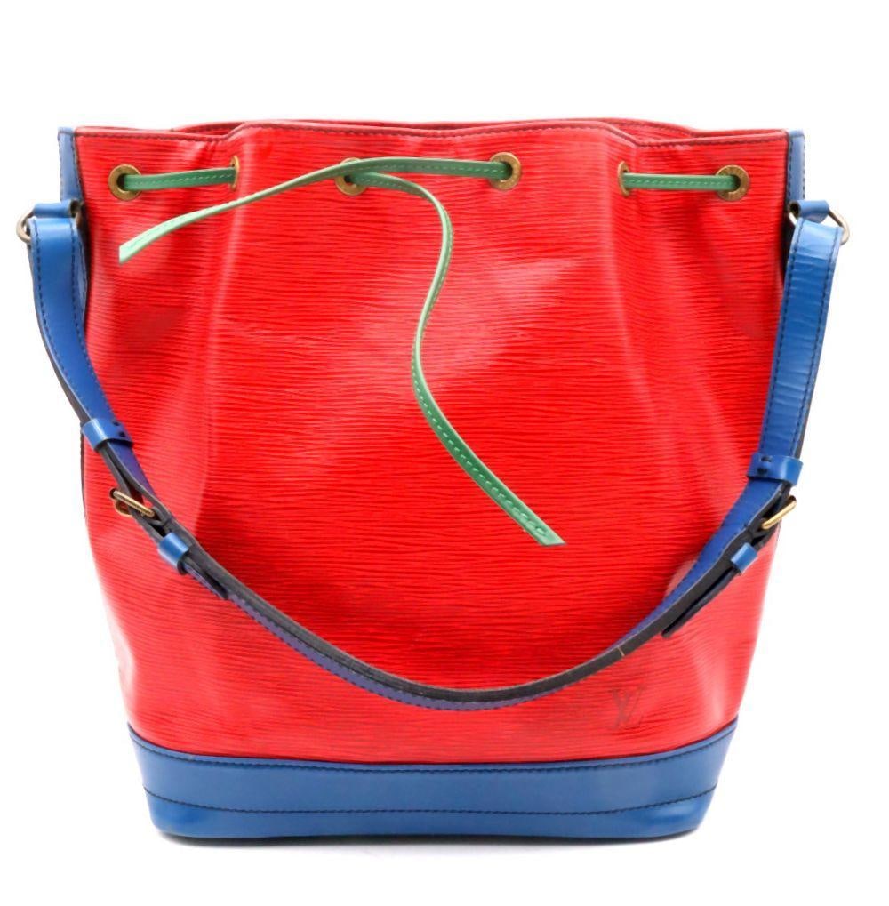 Louis Vuitton Tricolor "Epi Noe GM" Bucket Bag: Louis Vuitton Tricolor "Epi Noé GM" Bucket Bag Measurements: 13 1/2" W x 13" H x 7" D Tricolor Epi leather bucket bag in the “Noé GM” style, featuring a