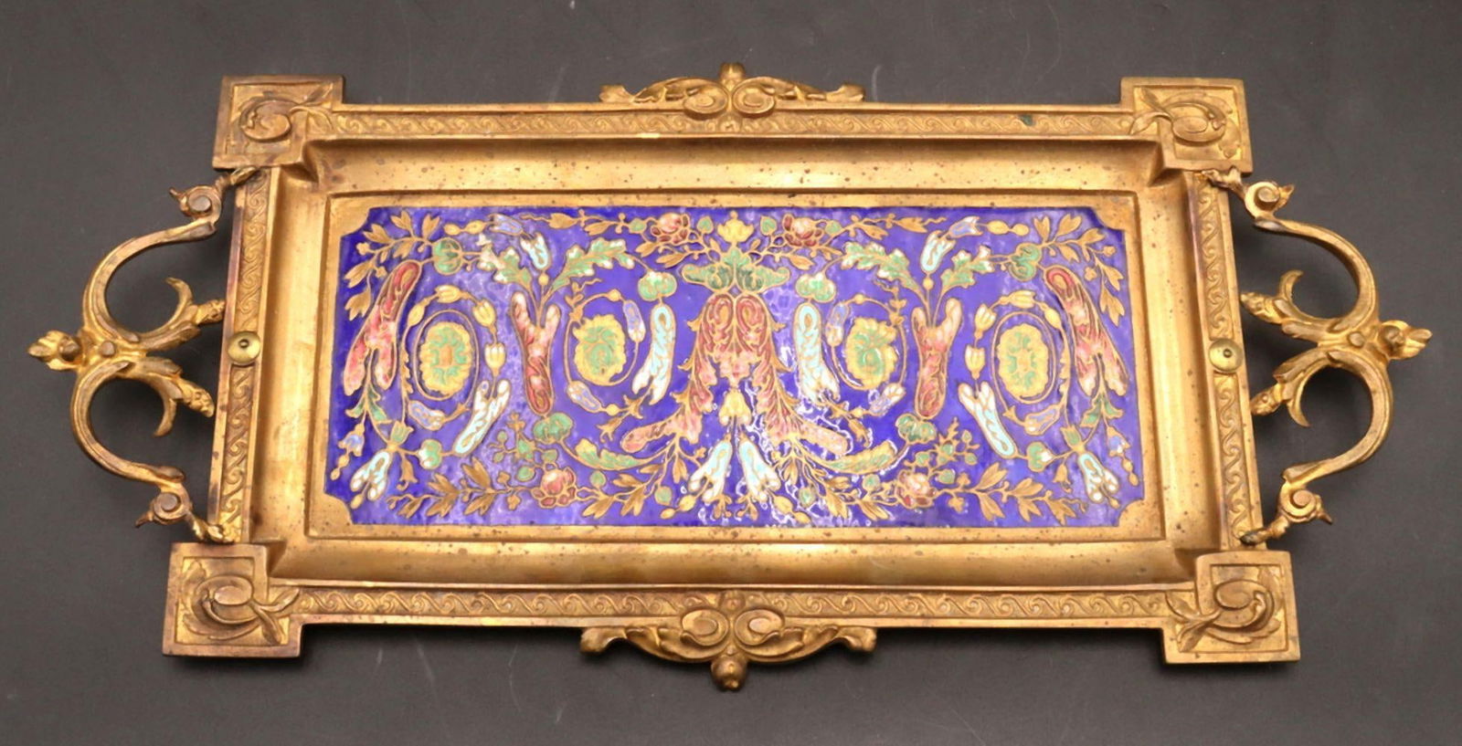 French Champleve Enamel & Bronze Tray (1 of 3)