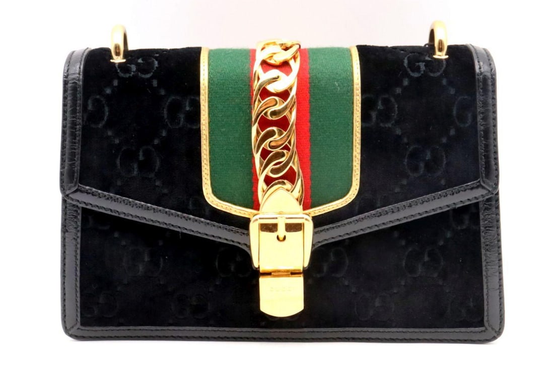Gucci "Sylvie" Small Velvet Shoulder Bag (1 of 5)