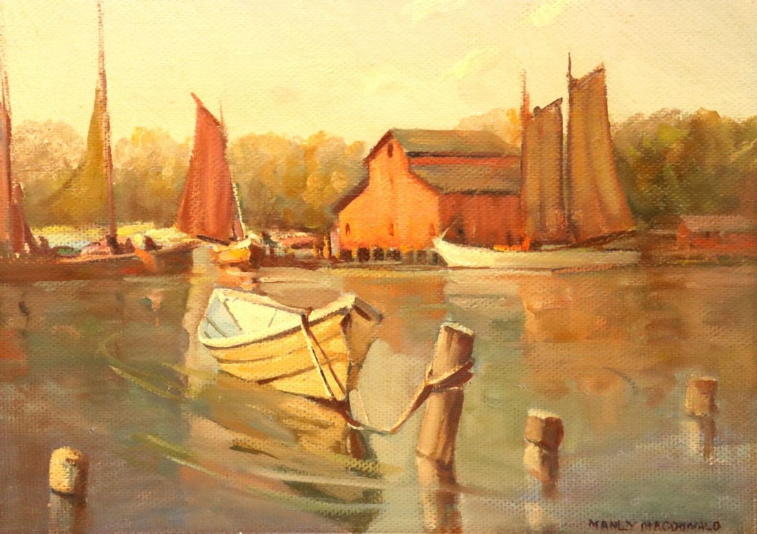 Attr. Manly MacDonald "Bay of Quinte" Oil Painting on Panel: Attributed to Manly MacDonald (Canadian, 1889–1971) Bay of Quinte Oil on panel Measurements: approx. 15 1/4 in. W x 11 1/2 in. H Frame: approx. 20 3/4 in. W x 16 1/2 in. H An oil painting on pan