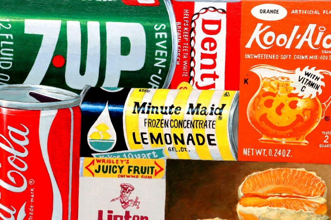 D. Petropoulos (Greek, b. 1944) Pop Art Oil Painting on Board: D. Petropoulos (Greek, b. 1944) Pop Art Oil Painting on Board 1975 Measures approx. - 14" W x 11" H Total With Frame - 20" W x 17 1/2" H Oil on board painting executed in a bold P