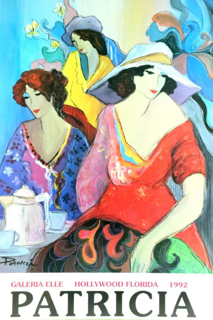 Itzchak Tarkay "Patricia" Galeria Elle Color Poster: Itzchak Tarkay (Israeli, b. 1935–d. 2012) Patricia 1992 Color Poster for Galeria Elle Measurements: 27" x 35 1/2" Color poster produced for Galeria Elle, Hollywood, Florida, depicting t