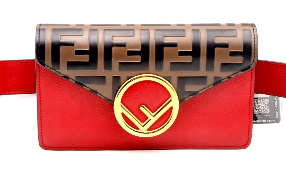 Fendi "Vitello Cruise" Bi-Color FF 1974 Embossed Envelope Belt Bag (1 of 5)