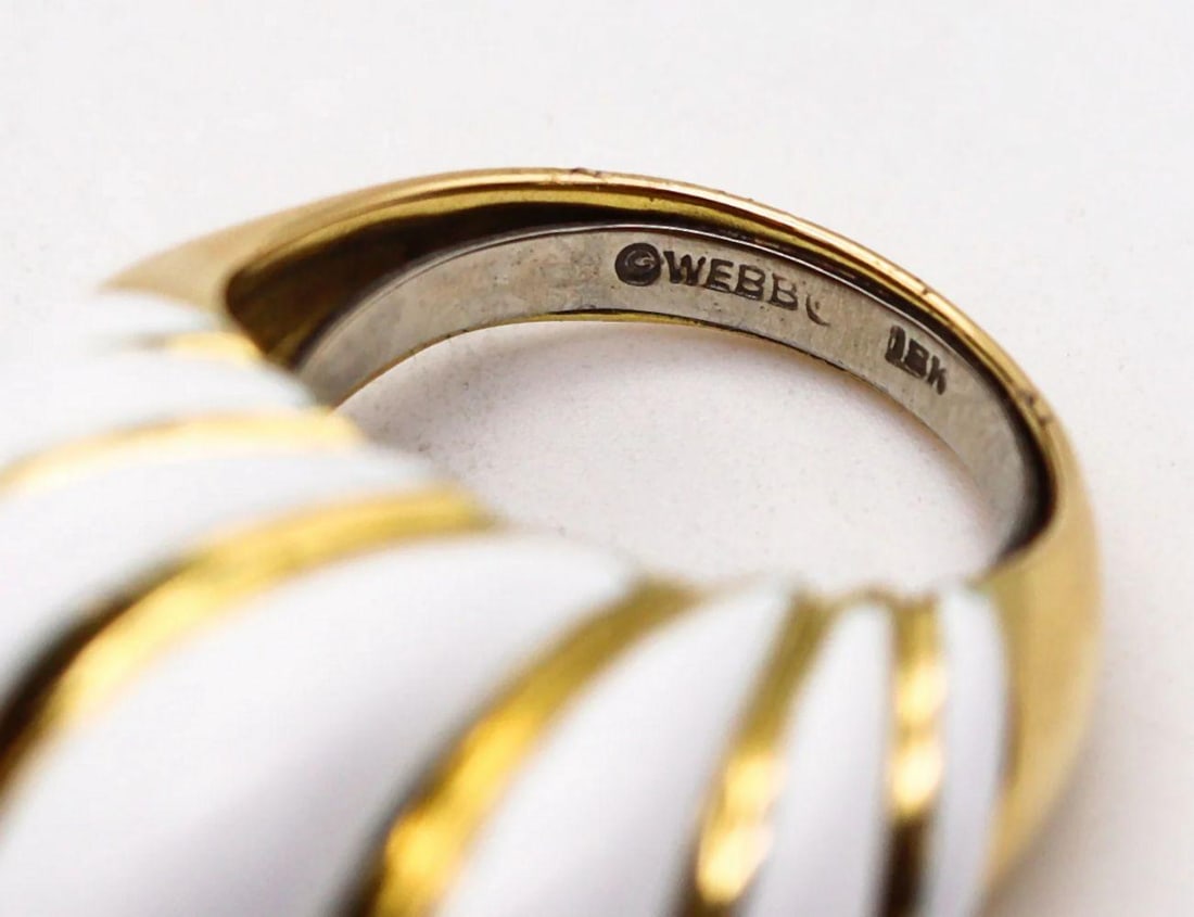 David Webb 18K Fluted Enamel Cocktail Ring - 6