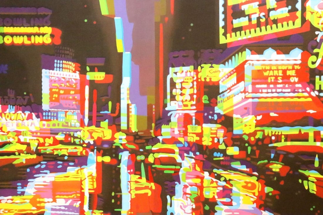 Bob Knox (American, b. 1953) "Wake Me When It’s Over" Acrylic on Canvas: Bob Knox (American, b. 1953) Wake Me When It’s Over Acrylic on canvas Circa 2006 66" H x 96" W This large-scale acrylic painting by American artist Bob Knox presents a late-night citysca
