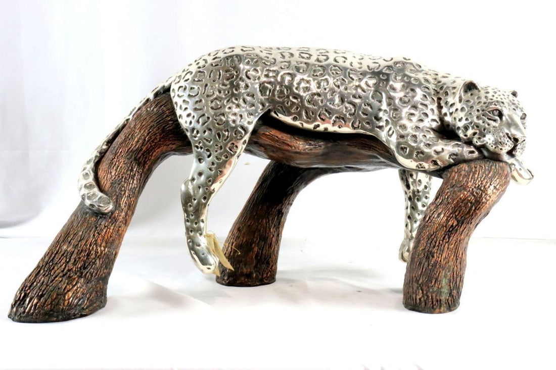 D'argenta Silver Plated Bronze Leopard Sculpture (1 of 9)