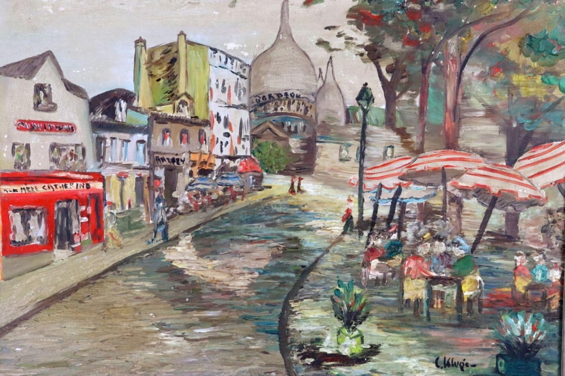 Constantin Kluge (French, 1912–2003) Oil Painting on Board: Constantin Kluge (French/Russian, 1912–2003) Basilique du Sacre Coeur de Montmartre Oil on board 17 1/8" H x 23 1/4" W Framed: 22 1/2" H x 28 3/4" W An oil painting on board by F