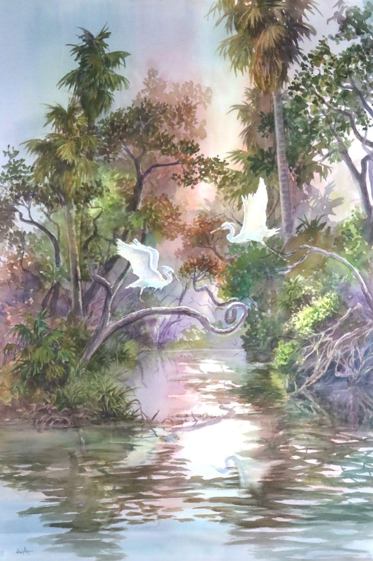Irma Quigley "Everglades - Reaching Out" Oil Painting on Paper (1 of 6)