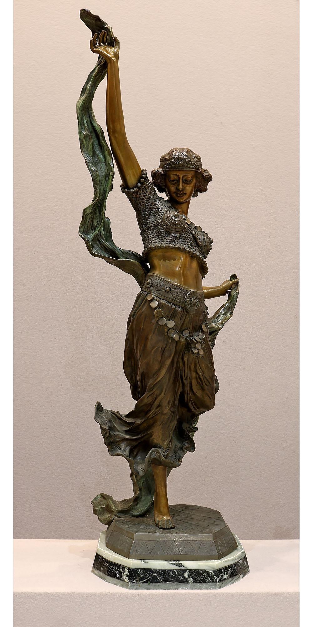 After Affortunato Gori Gory (Italian, 1895-1925) Oriental Dancer: After Affortunato Gori (Italian, 1895–1925) “Oriental Dancer” Bronze Sculpture Italian Early 20th Century Measurements: 37" H x 18" W A bronze sculpture titled