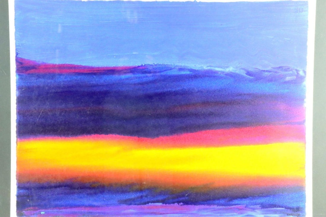 Robert Wyland (American, b. 1956) "Water Planet" Watercolor: Robert Wyland (American, b. 1956) Water Planet Watercolor 23" H x 30 3/4" W Framed: 35 3/4" H x 43 1/2" W A watercolor by American artist Robert Wyland, titled Water Planet, depicting