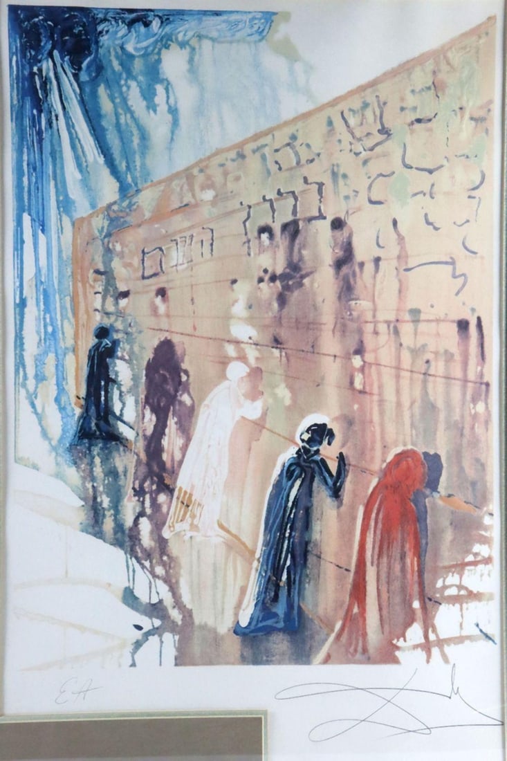Salvador Dalí (Spanish, 1904–1989) "The Wailing Wall" Lithograph: Salvador Dalí (Spanish, 1904–1989) The Wailing Wall Embossed lithograph 35" H x 23" W Framed: 41 1/2" H x 30" W An embossed lithograph by Spanish artist Salvador Dalí, 