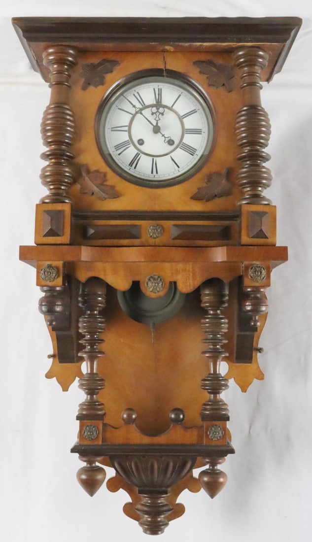 19th C. German Carved Walnut Wall Clock (1 of 6)