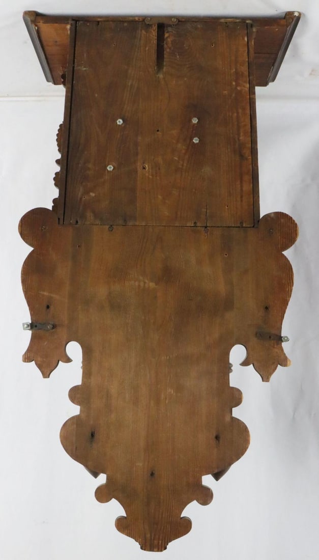 19th C. German Carved Walnut Wall Clock - 6