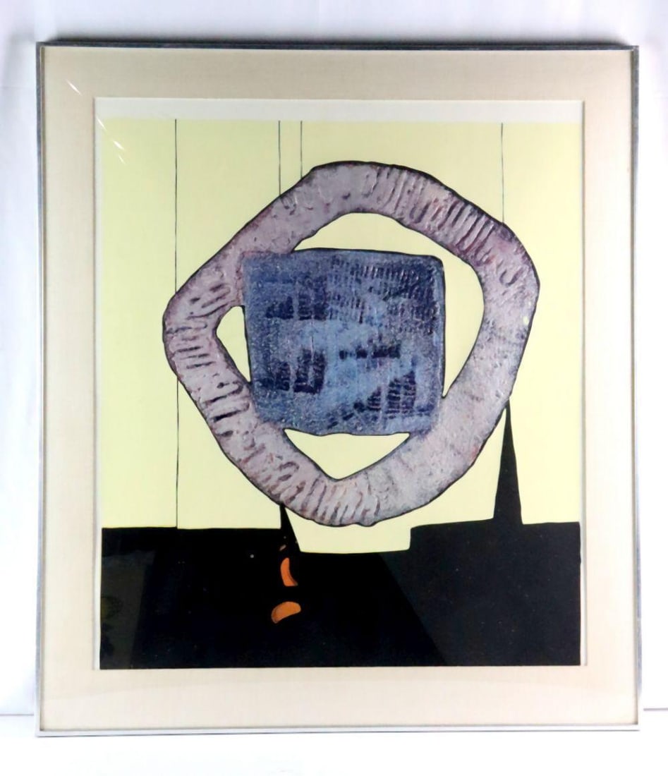 Enrico Donati (Italian, 1909–2008) Mixed Media Serigraph: Enrico Donati (Italian, 1909–2008) Mixed media serigraph 27 3/8" H x 31 1/4" W A layered composition combining printed imagery with mixed media elements, showing strong graphic presence 
