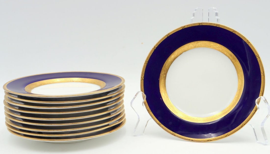 10 Pc. Antique Mintons Cobalt Blue & Gilt Bread and Butter Plates (1 of 8)