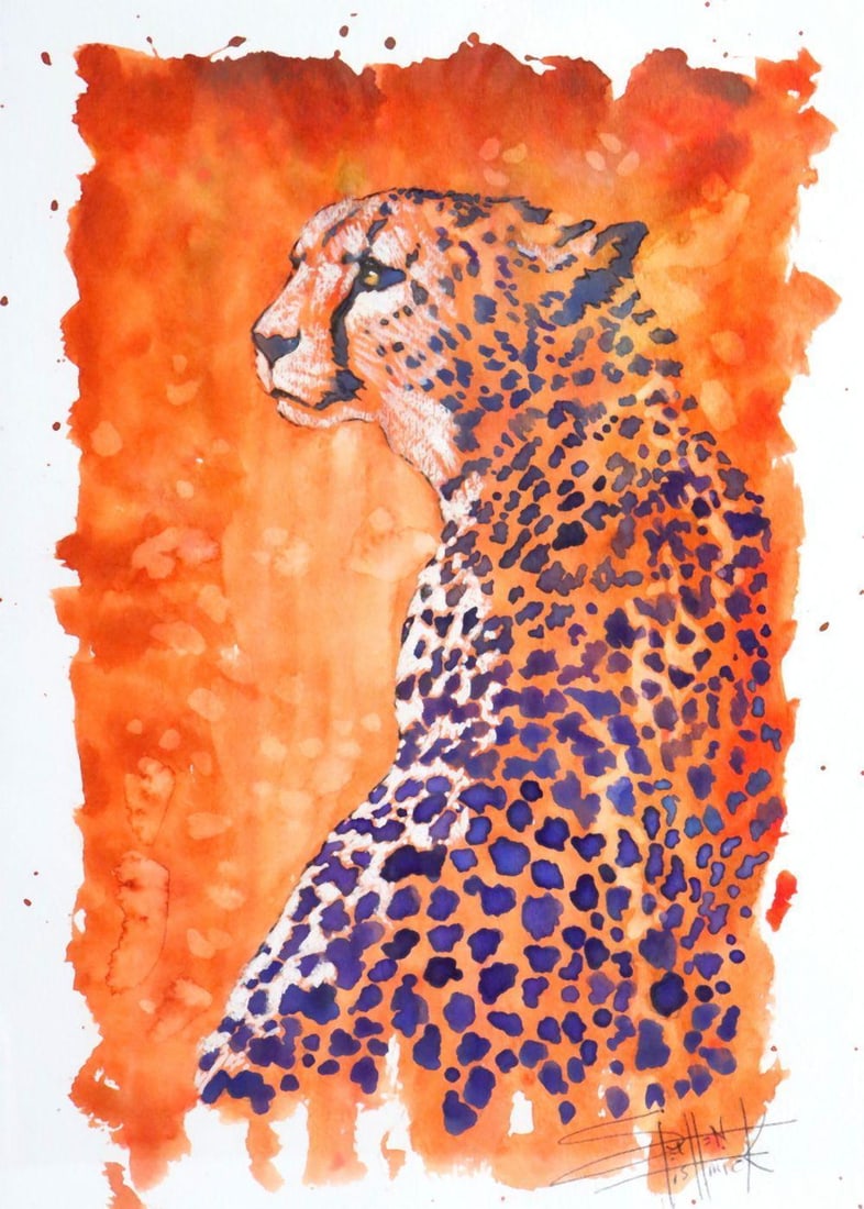 Stephen Fishwick (American, b. 1969) "Contemplating" Watercolor (1 of 5)
