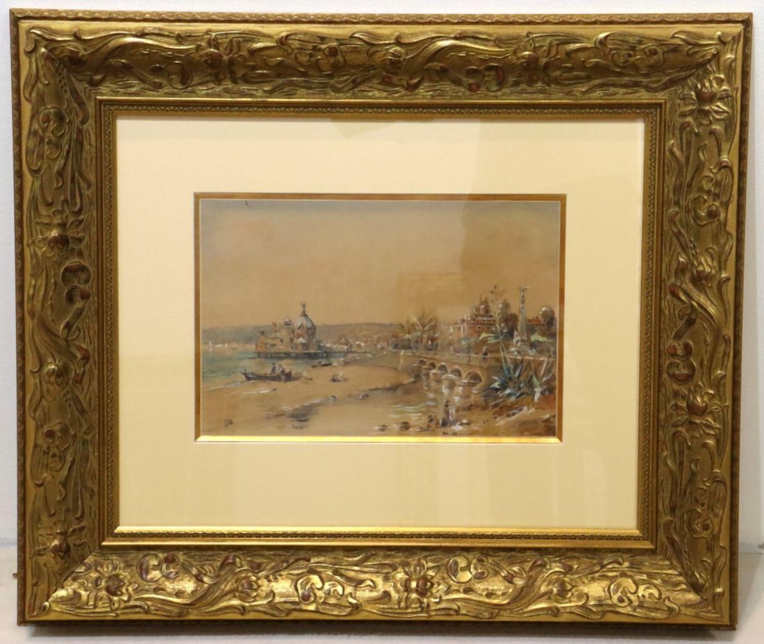 Francois Gall (French, 1912-1987) Watercolor: François Gall (French, 1912–1987) Watercolor Watercolor on paper 16 3/4" H x 20 3/4" W 24" H x 28 1/2" W framed A watercolor on paper presenting a refined composition render