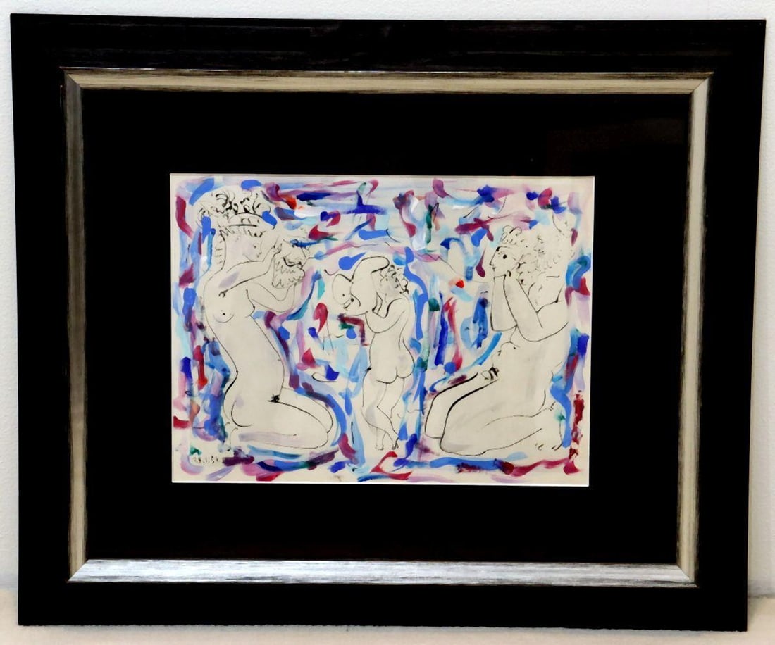 After Pablo Picasso "Figures" Painted Over Lithograph (1 of 6)
