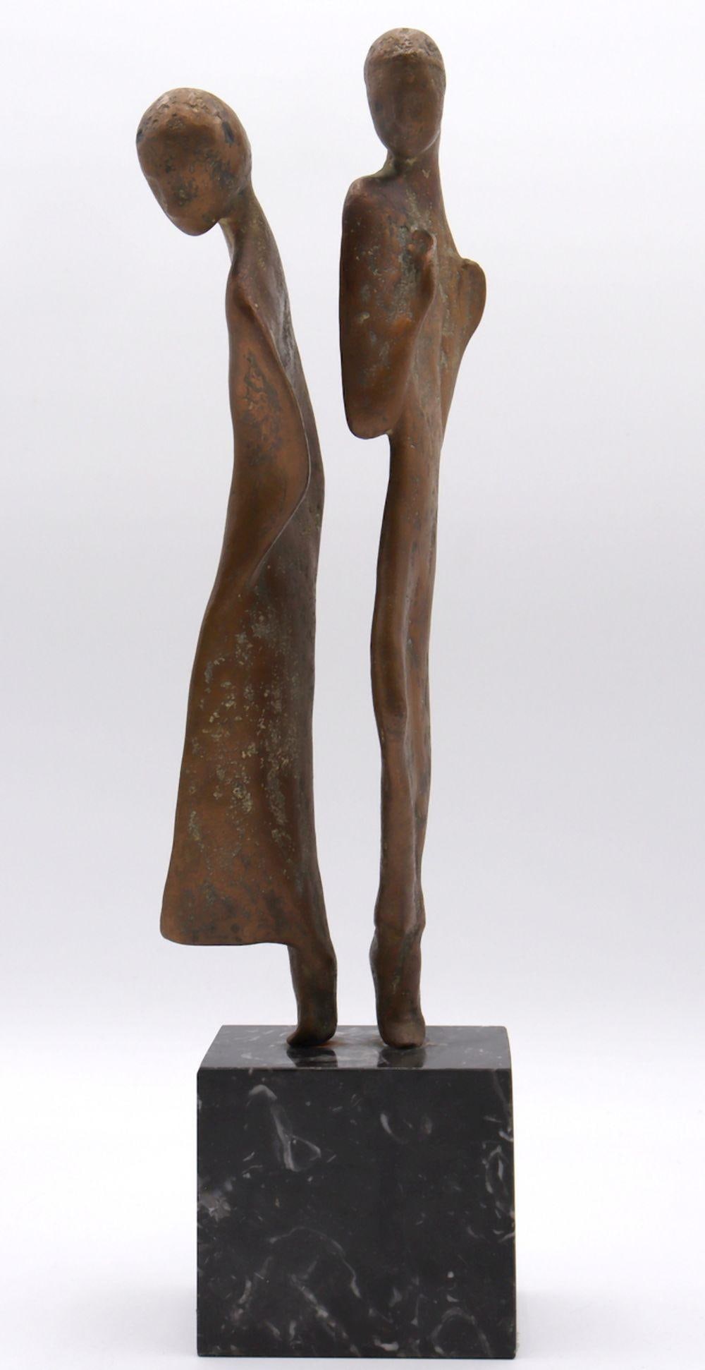 Zeynep Gedikoglu (Turkish, b. 1979) Bronze Sculpture: Zeynep Gedikoglu (Turkish, b. 1979) Bronze Sculpture Turkish Contemporary 14 1/4" H x 3 1/2" W x 2 1/2" L A bronze sculpture by Zeynep Gedikoglu, signed on the underside of the base, featu