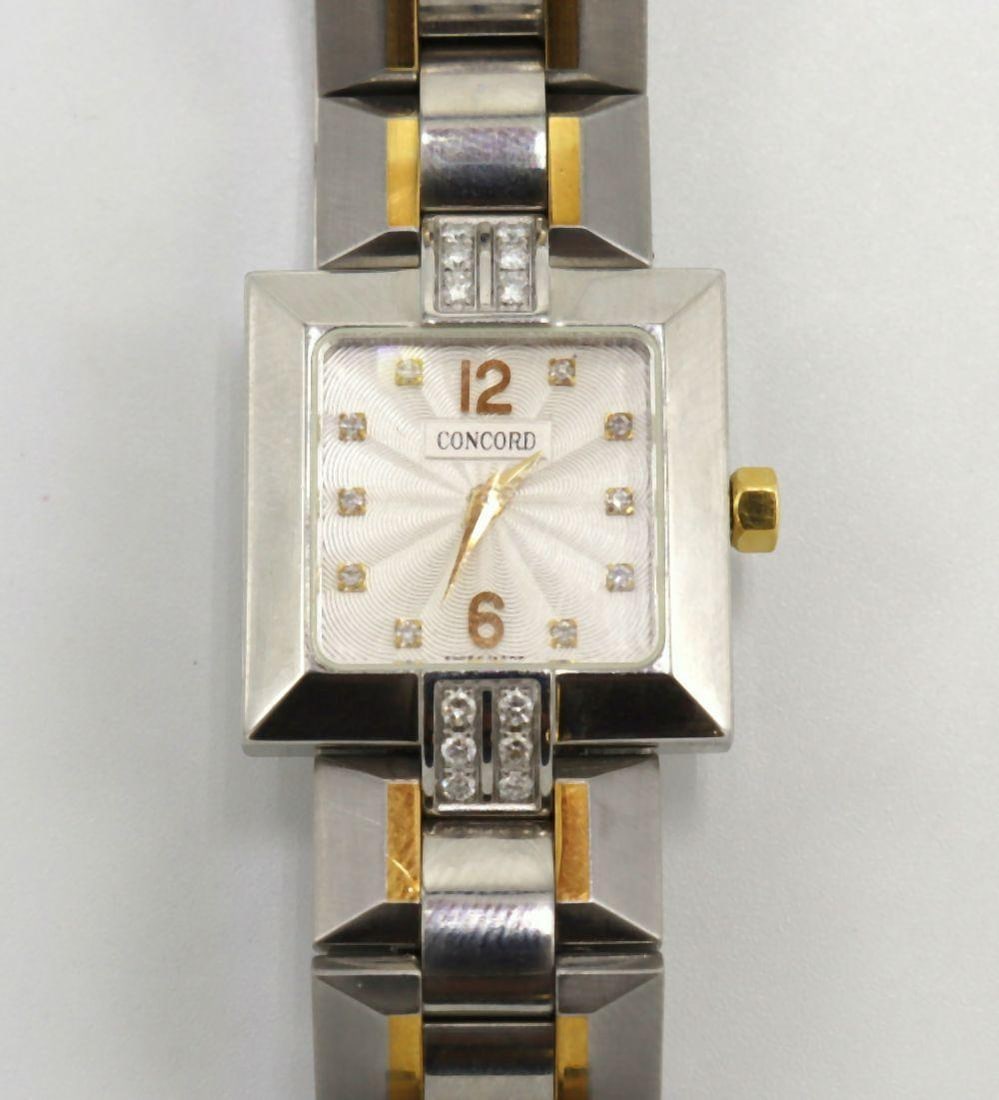 Concord "La Scala" Diamond & MOP Ladies Watch: Concord “La Scala” Diamond and Mother of Pearl Ladies Wristwatch 21st Century A Concord “La Scala” ladies wristwatch featuring a mother of pearl dial set with 22 diamond